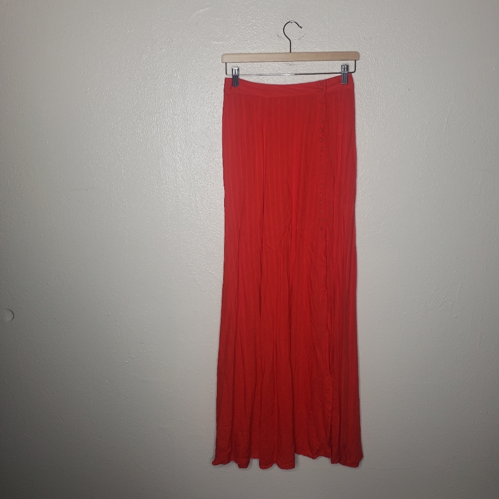 MAJORELLE Red Side slit maxi skirt